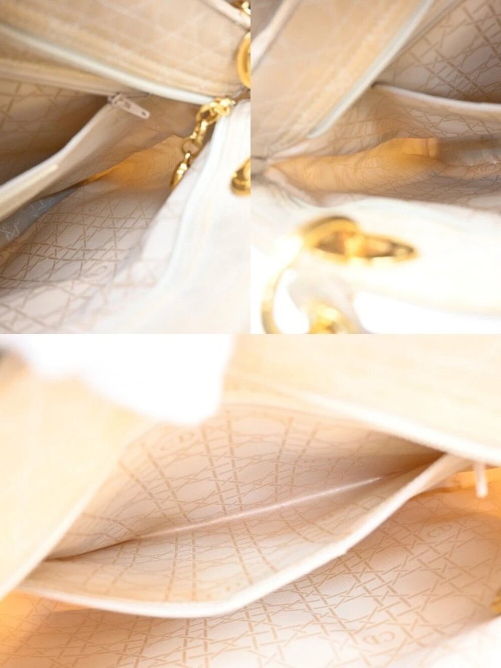 CHRISTIAN DIOR Lady Cannage Tote Hand Bag Nylon Leather Beige GHW Italy 82EF879 - Picture 10 of 16